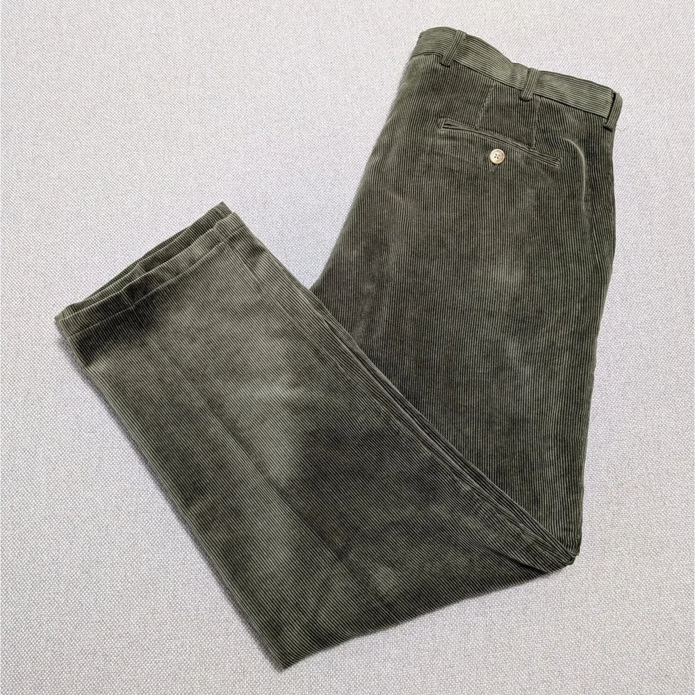 Peter Millar Men's Olive Green Corduroy Pants 34x30 Nanoluxe Stretch Office